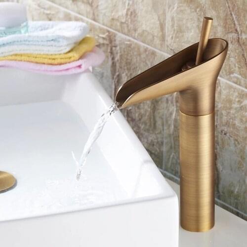 BECOLA antique faucet bronze colour antique bathroom tap hot and cold water antique brass basin faucet GZ-8007