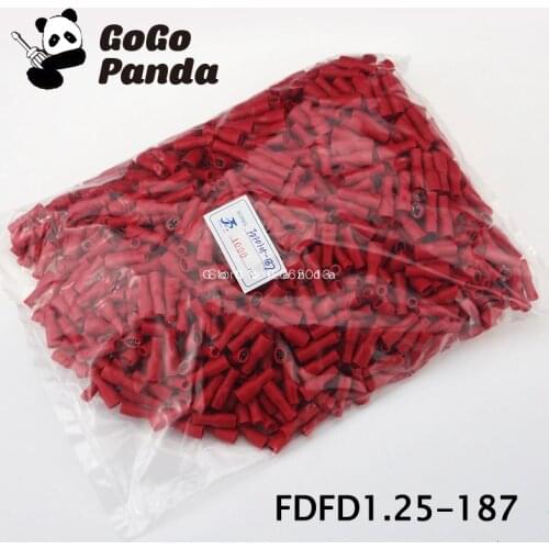 Free Shipping 500PCS/1000PCS FDFD1.25-(187 250) Brass Female Full-Insulated Terminals Cold-pressed Copper Nose