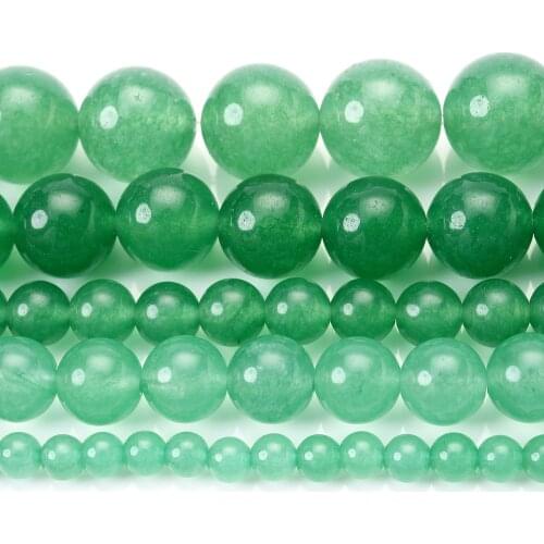 Natural Stone Beads Light Green Round Chalcedony Jades Loose Spacer Bead for Jewelry Making DIY Bracelet Charms Accessories