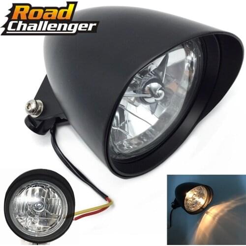 Black 5 3/4" Bullet Motorcycle Headlight Head Lamp for Harley Bobber Chopper Dyna