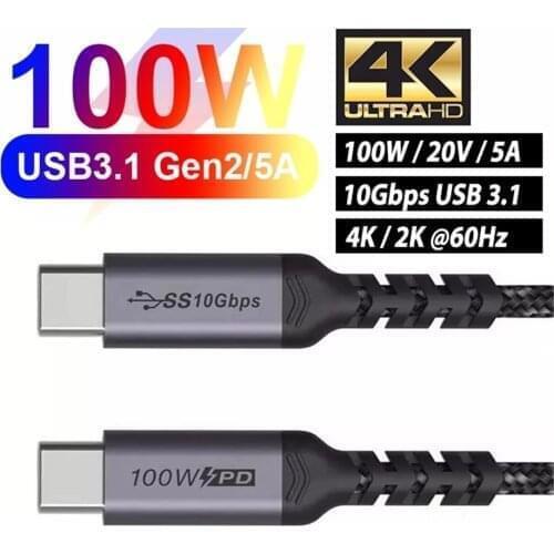 2M USB C to Type C Cable For Macbook Pro 5A PD 100W USB 3.1 Gen 2 Fast USB-C Cable For Samsung S10 Note20 PD 3.0 QC 4.0 Cord