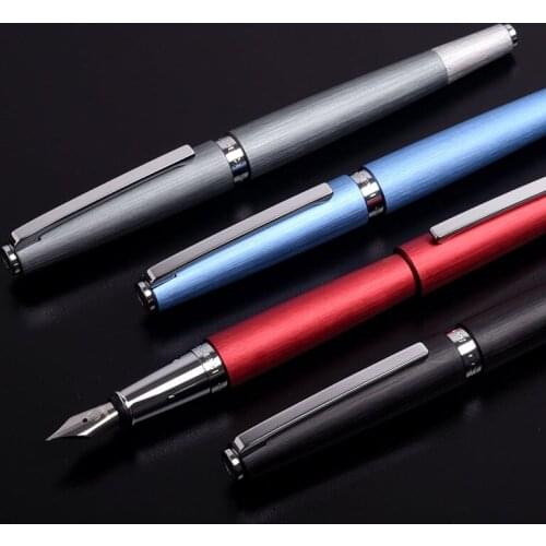 Kaco Balance Luxury Fountain Pen Gift Set with Ink Cartridge Metal Wire-drawing Silver Clip F Nib 0.5mm Pens Business Gift