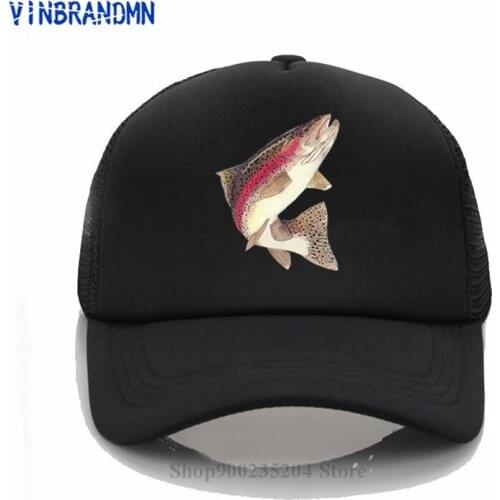Fashion hat Brown Trout Fishing Printing baseball cap Men caps women caps Summer Trend Cap Youth Joker sun hat Beach Visor hat
