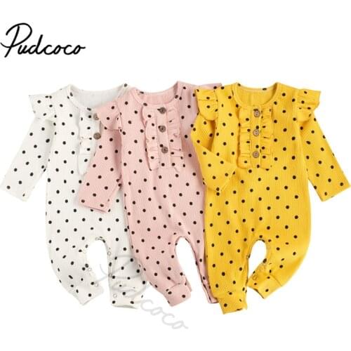 Infant Baby Girls Dots Romper Clothing Set, Round Neck Long Sleeve Jumpsuit One-piece Suit for Photography Party Spring Autumn