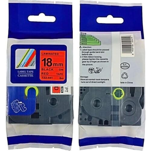 2pcs Compatible brother label tape tz tape 18mm Tze441 tz441 tze 441 Tze-441 tze441 black on red P-touch label printer Ribbon