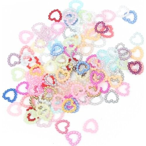 LF 200Pcs Pearl Heart 10mm Decoration Crafts Flatback Cabochon Embellishments For Scrapbooking Kawaii Cute Diy Accessories