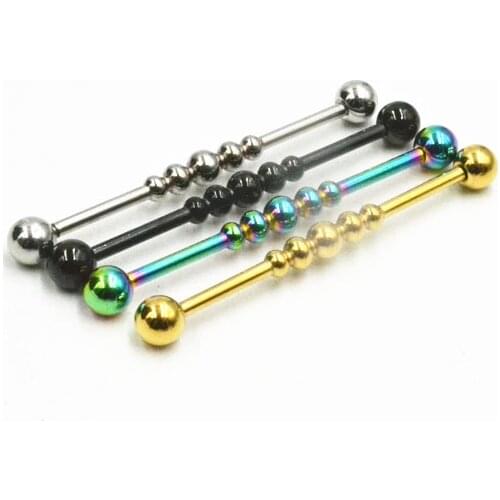 Lot 50pcs Free Shippment 14g Industrial Barbell Ear Long Barbells Ear Piercing 38MM