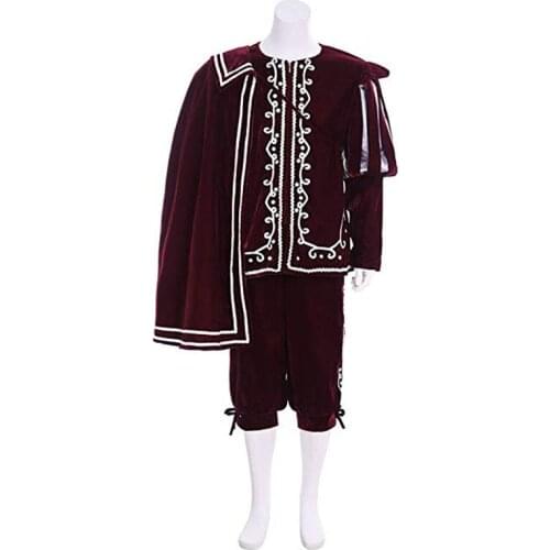 Cosplaydiy Custom Made Renaissance Tudor Mens Cosplay Costume With Cloak Queen Elizabeth Vintage Red Suit L320
