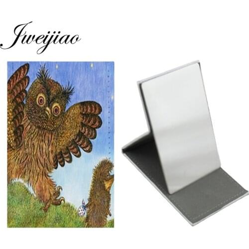 JWEIJIAO Cartoon Hedgehog Photo Table Desktop Mirror Stainless Steel KIids Makeup Beauty Tools Pocket Mirrors HF33