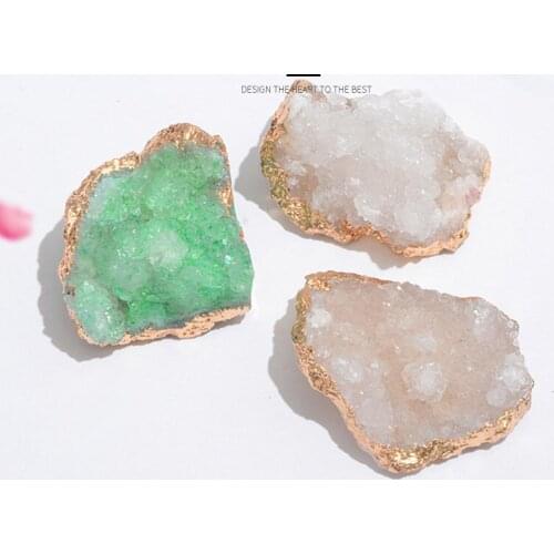 New Arrival Roughly Shape Green Druzy Stone Necklace Pendant 2021 Feeship Nacklace Bead for Jewelry Making Designer