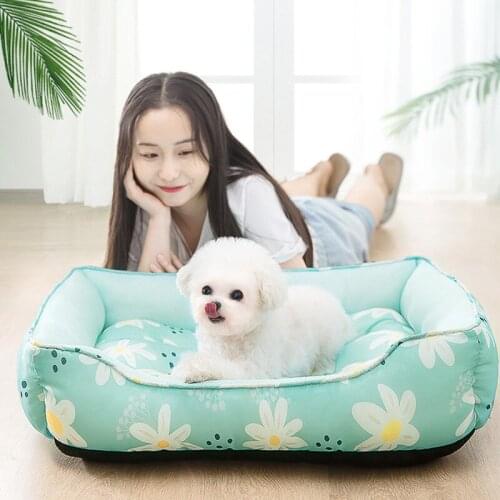 Dog Cooling Mat Pet Bed Cat Cama Perro Gato Para Sofa Coussin Beds Lit Chien Indoor Summer Breathable Mesh Sleeping Cushion Nest