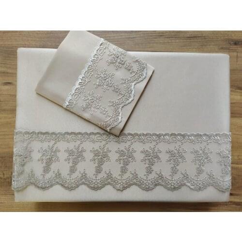 Land Of dowry French Laced Ahu Duvet cover set 6 Piece Cappucino