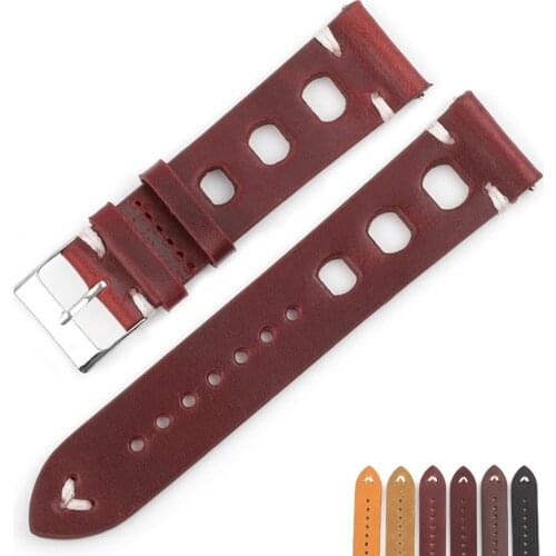 Genuine Leather Watch Strap Porous Breathable Watchband 18mm 20mm 22mm 24mm Handmade Stitching Watch Bracelets Replacement