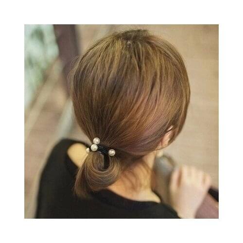 Korea Hair Rabbit Ear Bud Circle Pearl Fashion Children Cloth Rope headdress Flower Rubber Bands Small Adorn Article Girls