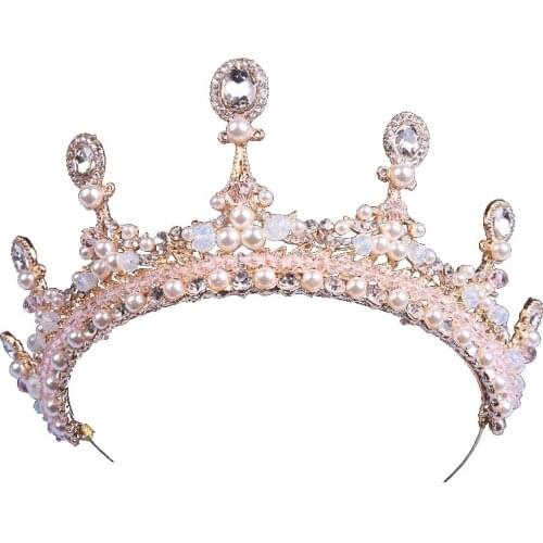 Luxury Crystal Beads Geometric Bridal Tiara Crown Silver Color Diadem Veil Tiaras Wedding Hair Accessories Birthday Gift