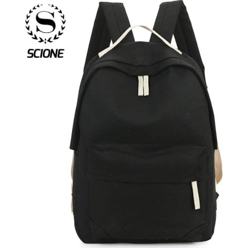 Scione WOMEN Pretty Style Solid Simple Design Student Backpacks Fashion Canvas Travel Knapsack Girls Classic School Bags