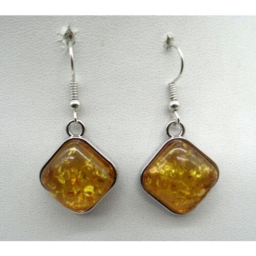 Wholesale Natural Precious Modernist Water drop TEARDROP GOLDEN HONEY PRESSED AMBERS Jewelry making earring Q16