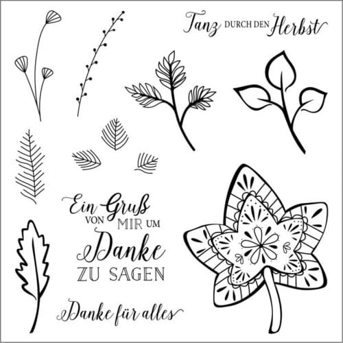 German Leaves Text Silicone Clear Rubber Stamp Sheet Cling Scrapbooking DIY Cute Pattern Photo Album Paper Decoration