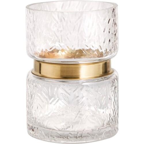 Modern Glass Vase Transparent Flower Arrangement Ornaments Crafts Golden Border Art Polka Dot Vase Home Decoration Furnishings