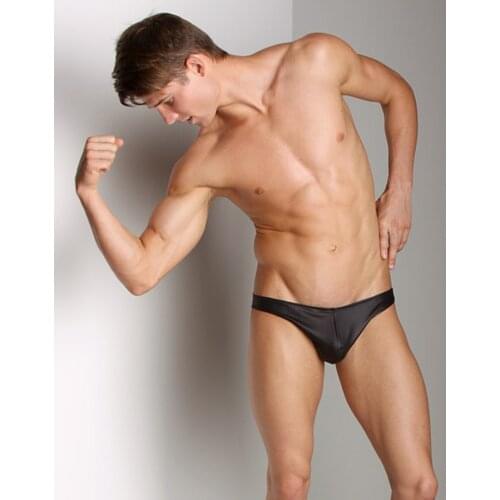 Mens sexy fake leather g-string sexy breech underwear stage bar performance GGBOYT pants