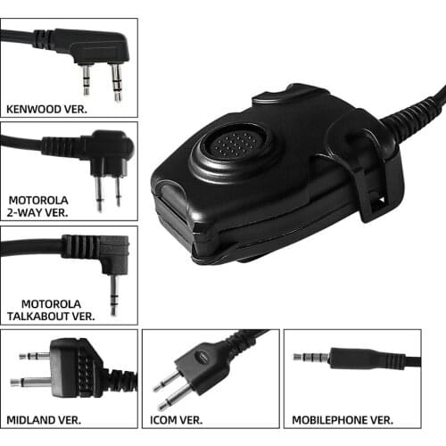 Tactical headphone headset Peltor PTT Push To Talk Headset Adapter for Kenwod /Motorala 2- way/Motorol/ICM/Midland/Phone