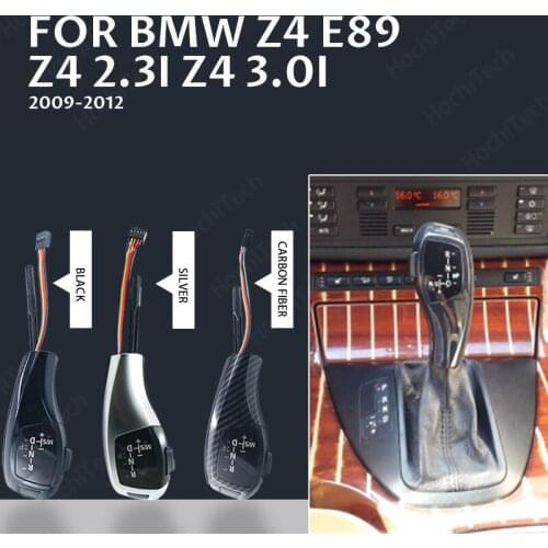 Carbon Fiber Silver Shifter Lever Shift Handle Replacement for BMW Z4 09-12 E89 Z4 2.3i Z4 3.0i Accessories LED Gear Shift Knob