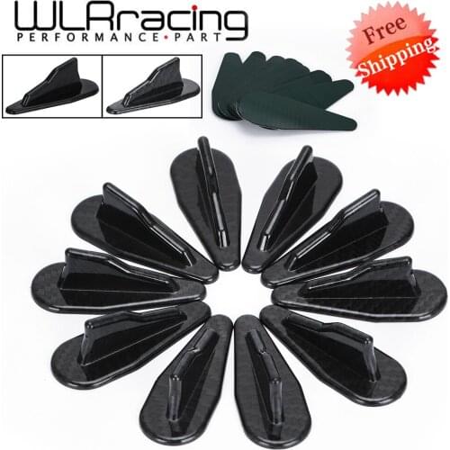 10pcs Universal EVO-Style ABS Roof Shark Fins Spoiler Wing Kit Vortex Generator Black/Carbon Car Accessories WLR-SFB08