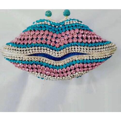 Red/Blue/White Rhinestone Evening Bag Handbag Luxury Party Purses New Fashion Christmas Gift For Girls Lipstick Ball Clutches
