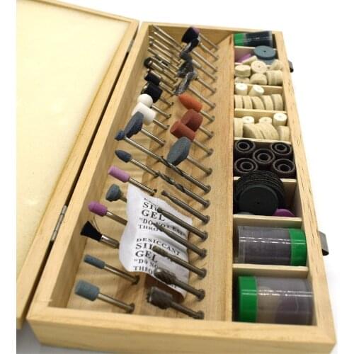 Jewelry Tool Rotary Power Tool Fits Dremel 1/8" Shank Sanding Polish Accessory Bit Set with Wooden Box