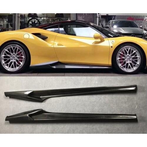High Quality REAL CARBON FIBER SIDE BODY SKIRTS KIT LIP COVER FOR Ferrari 488 GTB 2015 2016 2017 2018 2019 2020 2021