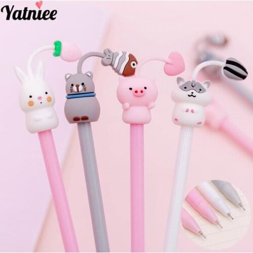 Yatniee 4pcs/Set Korea Creative Cartoon Cute Pet Gel Pen Small Fresh and Lovely Student Exam Pen Writing Signature Pen