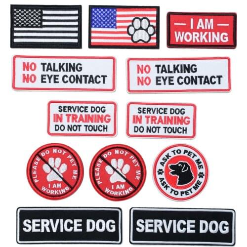 Warning Embroidery Velcro Patch Service Dogs Bandage Logo Hook Loop Pet Patches Forbidden Slogan Badges Working Label Wholesale