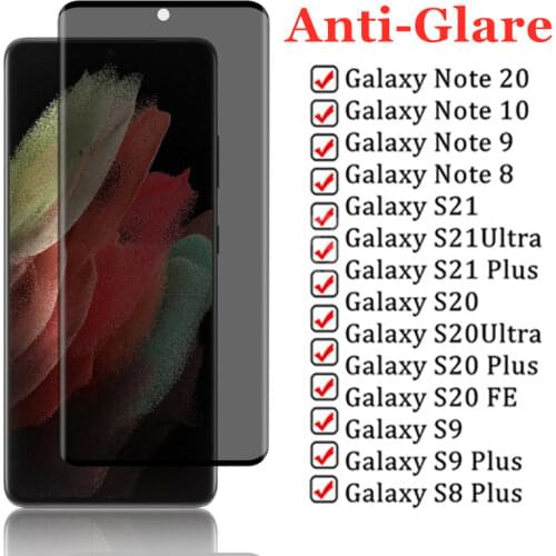 Full Coverage Anti-Peep Black Glass For Samsung Galaxy Note 20 S20 Ultra S10 S9 S8 Note 8 9 10 Plus Privacy Screen Protector