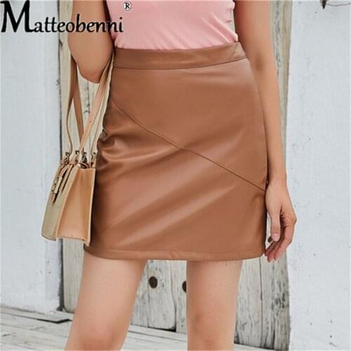 Summer Women Pu Leather Tight Skirts Stretch Elegant Temperament Sexy Ladies Skinny Skirts Solid Color Simple High Streetwear