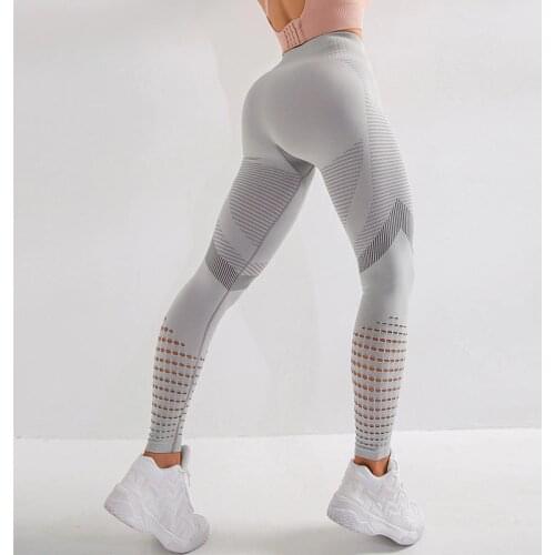 SALSPOR Seamless Leggings Women High Waist Slim Push Up Jeggings Female Solid Stripe Fitness Leggins Cutout Legging Feminine