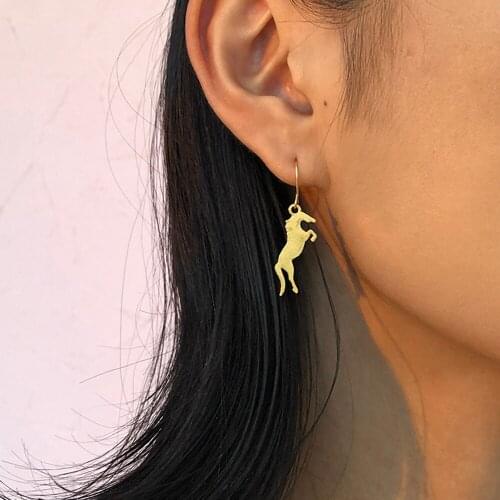 Lalynnly Gold Metal Animal Horse Earrings for Women Girls 2021 Fashion Temperament Dangle Earrings Party Wedding Jewelry E9737