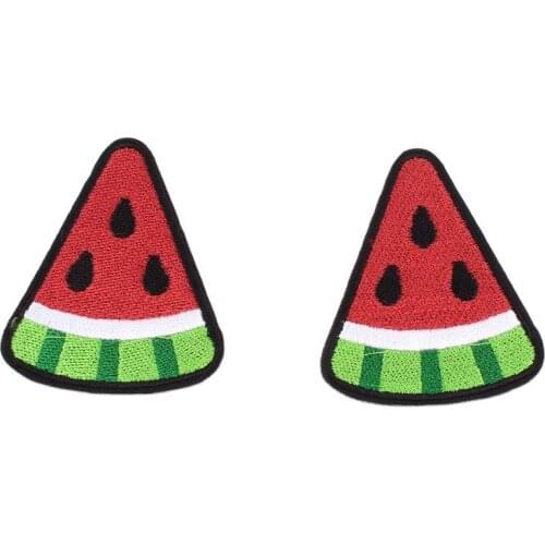 10pcs/lot New Cute Watermelon Sticker Embroidered Iron On Fruits Patch Garments Appliqued Sew On Jeans Bags Coats Badge Patches