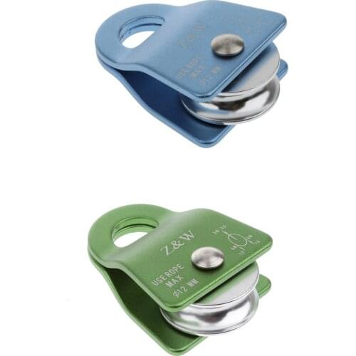 2pcs Aluminium 4500lbs Pulley for 12mm Rope Rock Climbing Gears - Green
