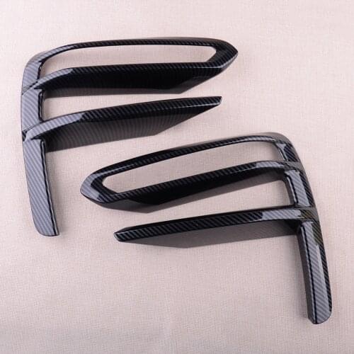 2Pcs Front Fog Light Lamp Stripe Trim Cover Frame Carbon Fiber Style ABS Fit For Kia Forte K3 Cerato 2019 2020 Car Accessories