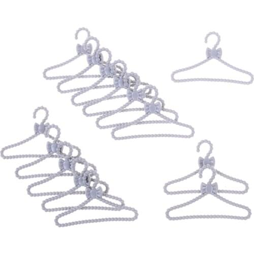 20 PCS / Pack Doll Dollhouse Gift Toy Lovely Gray Hangers Mini Cute Wardrobe Dress Coat Clothes Plastic Accessories For Girl