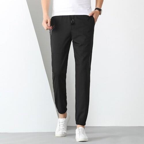 2021 Spring Fashion Casual Stretch Pants Mens Grey Korean Style Elastic Trousers Black Loose Comfortable Cozy Pants Large Size