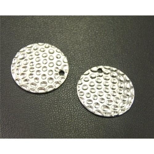 25pcs Silver Color Hammered Round Charm Pendant DIY Necklace Bracelet Bangle Findings 22mm A1911