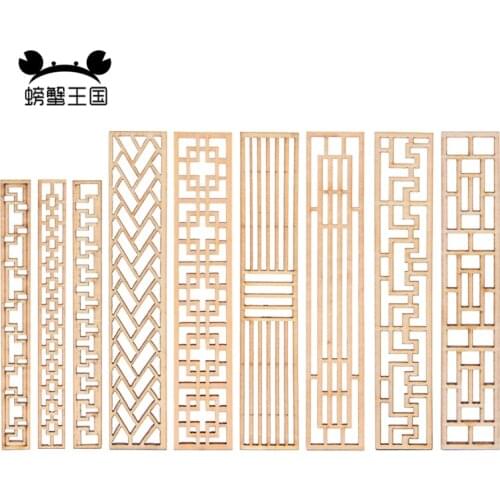 4pcs Dollhouse mini Furniture Miniature Doll Accessories Chinese Style Wooden Pattern Screen