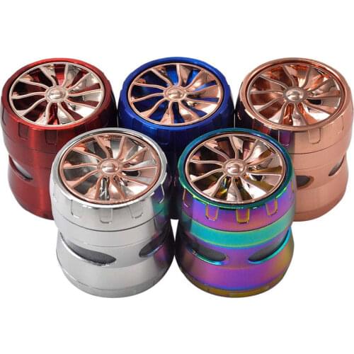 4-layer Herb Grinder Zinc Alloy Turbine Pattern Tobacco Weed Grinder Side Window Hand Grass Spice Crusher Smoking Accessories