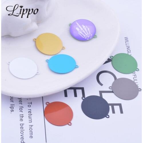 50pcs AC11448 18*20mm Summer Style Flat Round Connector Diameter 18mm Cabochon Base Earrings Setting DIY Drop Earrings Jewelry