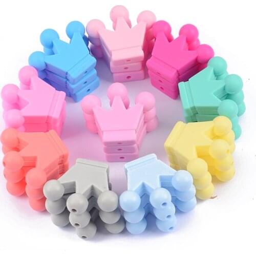 10Pcs/Lot Food Grade Silicone DIY Pacifier Chain Pendant Accessories Baby Teethers Crown Silicone Beads Baby Teething Toys