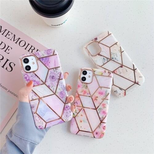 Geometric Gold Line Granite Stone Marble Phone Case For iPhone 12 Mini 11 Pro XS Max XR X 7 8 Plus SE 2020 Shockproof Back Cover