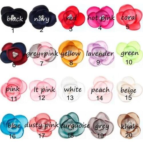 10pcs/lot 2" Chiffon Petals Flower with Pearls DIY Fabric Hair Flowers For Kids Girls Headwear Hair Accessories