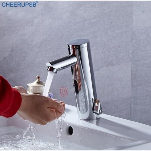 Bathroom Motion Sensor Faucet Hot Cold Water Mixer Automatic Tap Single Hole Deck Mount Touchless Faucets Smart Infrared Sensor