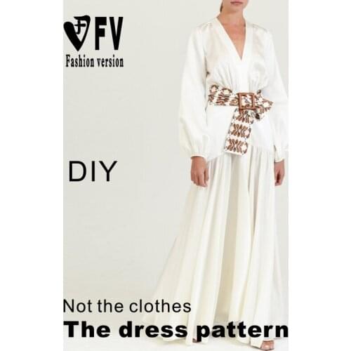 Long Skirt Pattern Ladies V-neck Dress Pattern Garment Sewing Design Drawing BLQ-564